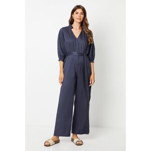 Wallis Womens Tencel Belted Jumpsuit - Charcoal - Size: 20