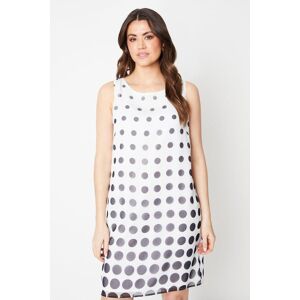 Wallis Womens Spot Print Chiffon Sleeveless Shift Dress - Mono - Size: 10