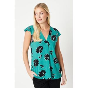 Wallis Womens Petite Jersey V Neck Overhead Top - Green - Size: L