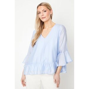 Wallis Womens Textured Relaxed Flute Sleeve Top - Pale Blue - Size: 20