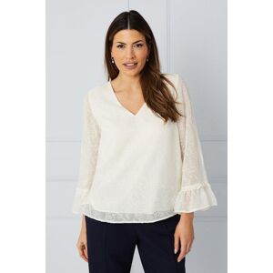 Wallis Womens Ruffle Detail V Neck Blouse - Ivory - Size: 14