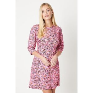 Wallis Womens Petite Floral Print Jersey Empire Seam Mini Tea Dress - Pink - Size: 20