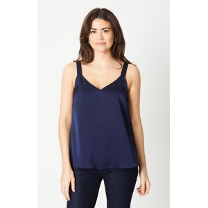 Wallis Womens Satin V Neck Cami Top - Navy - Size: 12