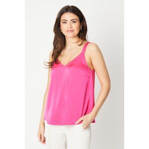 Wallis Womens Satin V Neck Cami Top - Pink - Size: 12