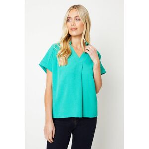 Wallis Womens Petite Short Sleeve Overhead Shirt - Green - Size: 12