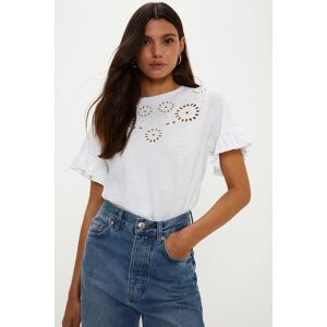 Oasis Broderie Detail Frill Sleeve T-shirt