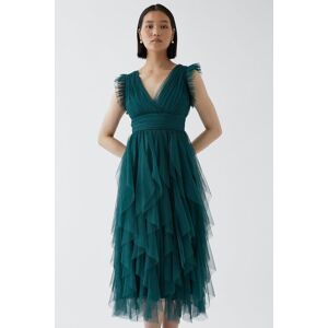 Coast Petite Ruffled Skirt Mesh Bridesmaids Midi Dress