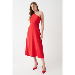 Coast One Shoulder Drape Front Flowing Skirt Midi Dress