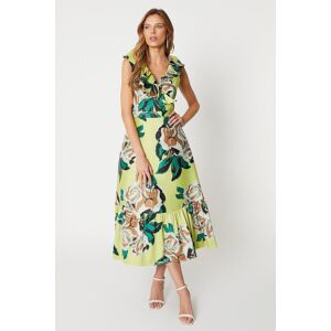 Coast Frill Neck Full Skirt Jacquard Dress