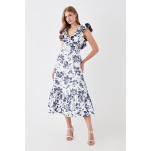 Coast Frill Neck Full Skirt Jacquard Dress