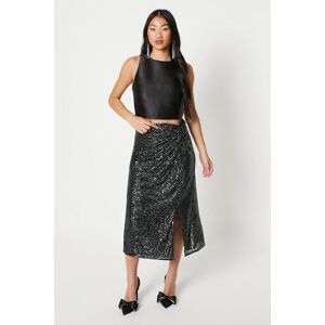 Coast Petite Twist Front Sequin Pencil Skirt