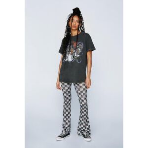 NastyGal Floral Checkerboard Mesh Flare Pants