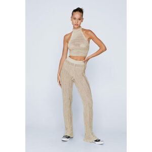 NastyGal Petite Metallic Crochet High Waisted Pants