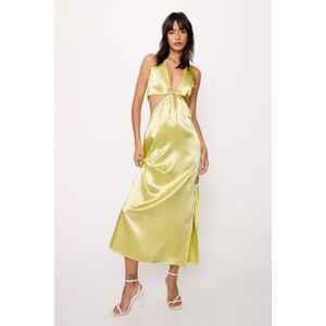 NastyGal Petite Satin Halterneck Cut Out Maxi Dress