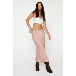 NastyGal Petite Bias Cut Shimmer Satin Split Midi Skirt