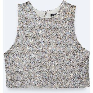 NastyGal Plus Size Metallic Textured Mixed Sequin Sleeveless Top