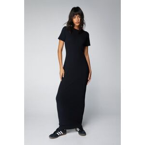 NastyGal Short Sleeve Ribbed Maxi T-shirt Dress