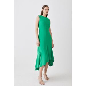 KarenMillen Soft Tailored Sleeveless Full Skirt High Low Midi Dress