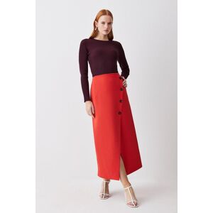 KarenMillen Compact Stretch Low Waist Wrap Midaxi Skirt