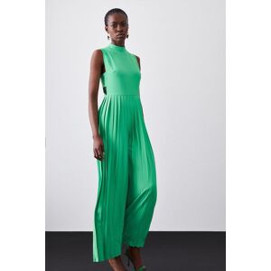 KarenMillen High Neck Tie Waisted Full Pleated Jumpsuit