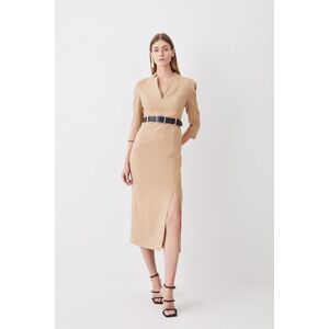 KarenMillen Forever Belted Split Hem Midi Dress