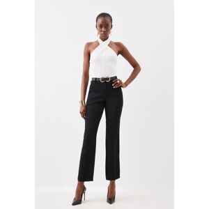 KarenMillen Polished Viscose Tailored Low Waist Straight Leg Trouser