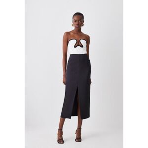 KarenMillen Satin Low Waist Straight Maxi Skirt