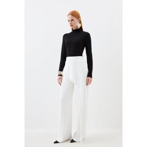 KarenMillen Compact Stretch Viscose Drape Wide Leg Trouser