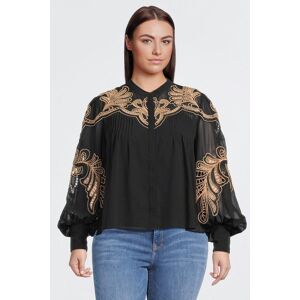 KarenMillen Plus Size Cutwork Embroidered Woven Blouse