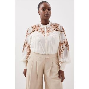 KarenMillen Plus Size Cutwork Embroidered Woven Blouse