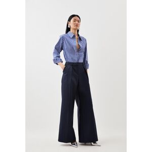 KarenMillen Tailored Cotton Sateen Wide Leg Trousers