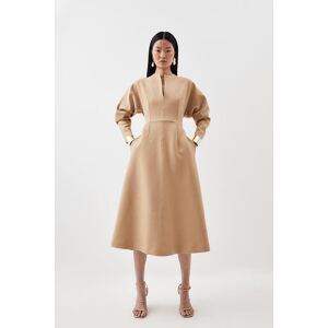 KarenMillen Petite Tailored Structured Crepe Keyhole Rounded A Line Midaxi Dress