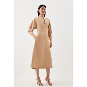 KarenMillen Structured Crepe Tailored Keyhole Rounded A Line Midaxi Dress