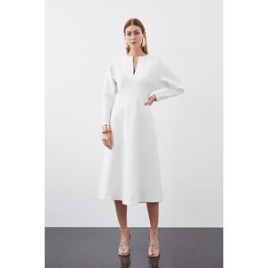 KarenMillen Structured Crepe Tailored Keyhole Rounded A Line Midaxi Dress