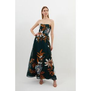 KarenMillen Tall Premium Embroidered Bandeau Beaded Organdie Woven Maxi Dress