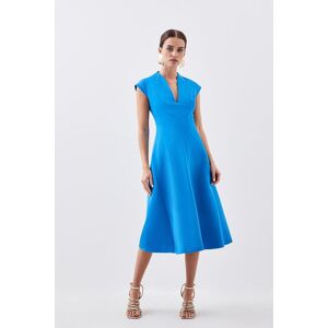 KarenMillen Petite Tailored Seam Detail High Neck Full Skirt Midi Dress