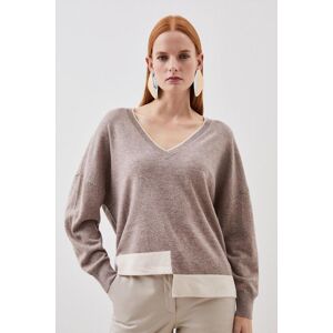 KarenMillen Cashmere Wool Knit Stepped Hem Jumper