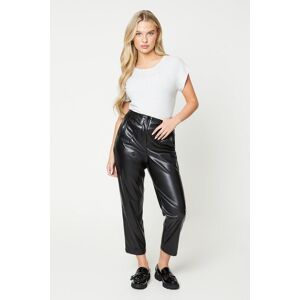 Dorothy Perkins Petite Faux Leather High Waist Straight Leg Trouser