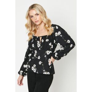 Dorothy Perkins Petite Blouson Long Sleeve Keyhole Detail Top