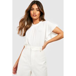 boohoo Woven Frill Sleeve And Neck Blouse