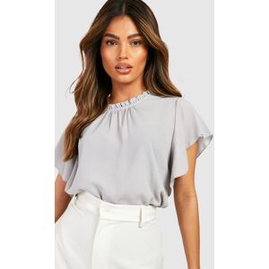 boohoo Woven Frill Sleeve And Neck Blouse