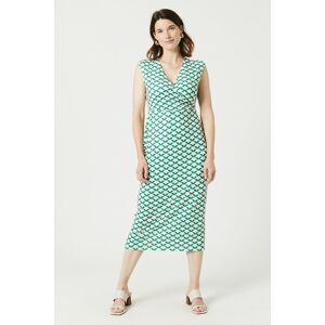 Maine Geo Sleeveless Wrap Midi Dress