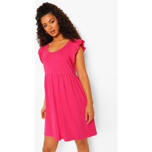 boohoo Frill Sleeve Scoop Neck Smock Dress