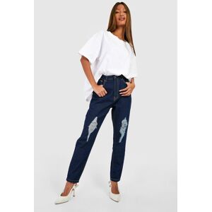 boohoo Basic High Waisted Slashed Knee Mom Jeans