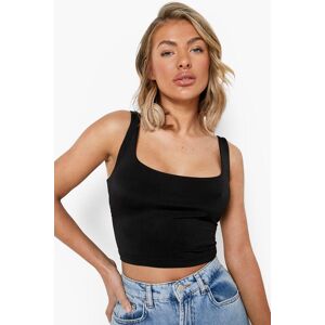 boohoo Double Layer Scoop Neck Strappy Crop Top