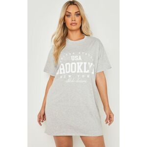 boohoo Plus Brooklyn Slogan Oversized T-shirt Dress