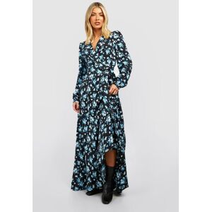 boohoo Floral Wrap Belted Maxi Dress