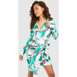 boohoo Marble Printed Shirt Dress