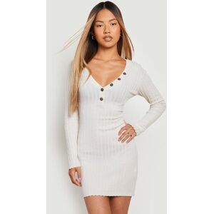 boohoo Petite Buttoned V Neck Dress