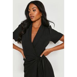 boohoo Tall Short Sleeve Tie Side Blazer Dress